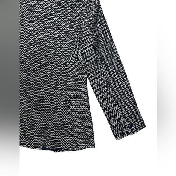 Max Mara Blazer Sz 14 Virgin Wool Herringbone 1 Button Pockets Academia Jacket - Picture 5 of 16